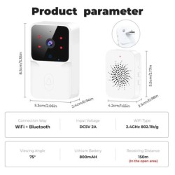 Tuya WiFi video csengő vezeték nélküli HD kamera infravörös riasztó biztonsági intelligens otthoni ajtócsengő WiFi kaputelefon o