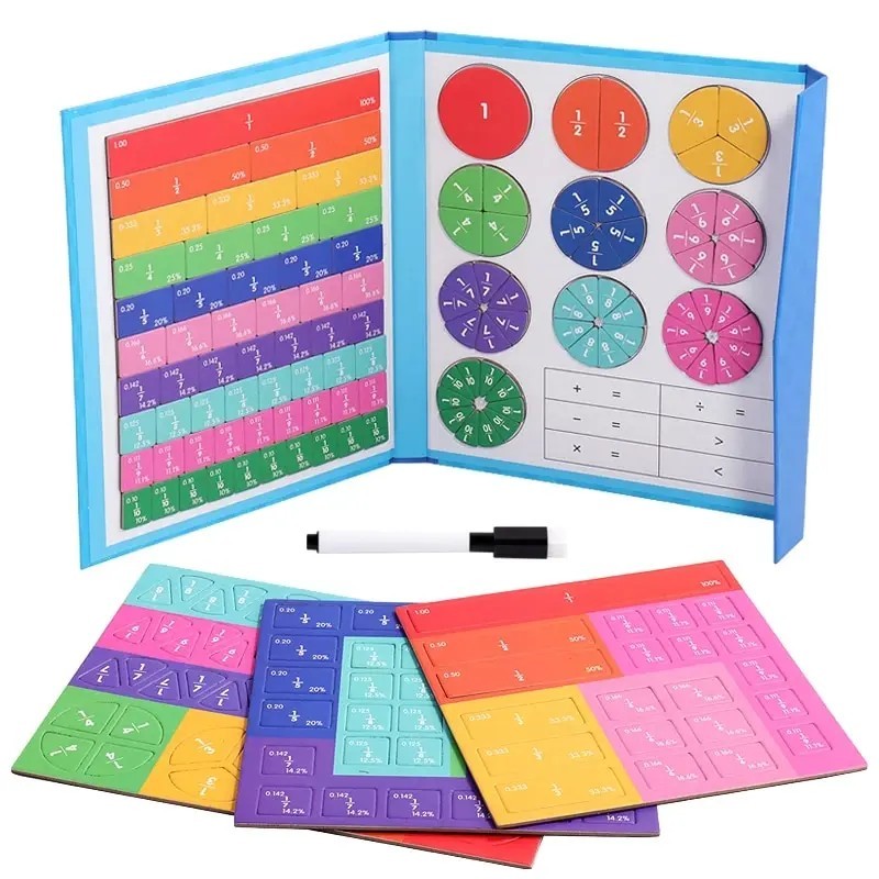 Mágneses törtkirakók a Montessori matematikai készségek fejlesztéséhez, szórakoztató számtani segédeszközzel, kognitív oktatóját Mágneses törtkirakók a Montessori matematikai készségek fejlesztéséhez, szórakoztató számtani segédeszközzel, kognitív oktatóját