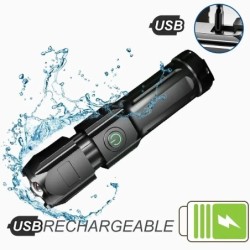 Erős LED zseblámpa újratölthető USB 18650 vízálló zoom horgászathoz vadászathoz kempingezéshez 100 000 lumen taktikai LED zseblá