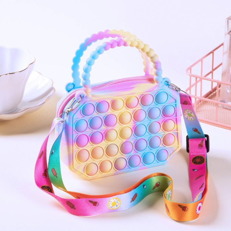 Pop Purse szilikon szenzoros nyomógombos pop buborékos táska keresztpántos táska antistressz játékok autizmus elleni kézitáska é