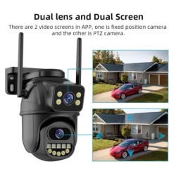 BELIA 4K 8MP WiFi megfigyelőkamera, dupla objektívvel, 4x digitális zoommal, AI emberérzékeléssel, ONVIF-fel, kültéri biztonsági