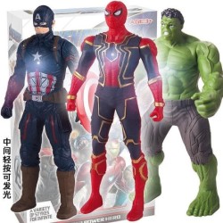 17 cm-es Marvel Spiderman Hulk Ironman Anime akciófigura játék karácsonyi ajándék pvc mozgatható ízületek világító modell játéko