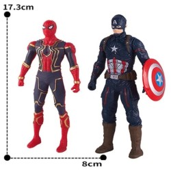 17 cm-es Marvel Spiderman Hulk Ironman Anime akciófigura játék karácsonyi ajándék pvc mozgatható ízületek világító modell játéko