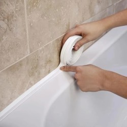 1m/3.2m PVC vízálló tömítőszalag fürdőszobai mosdókagylóhoz, zuhanyzóhoz, fürdőkádhoz és WC-hez - öntapadós falmatrica