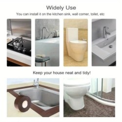 1m/3.2m PVC vízálló tömítőszalag fürdőszobai mosdókagylóhoz, zuhanyzóhoz, fürdőkádhoz és WC-hez - öntapadós falmatrica