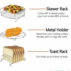 Airfryer sütőrács fém négyzet/kerek/téglalap alakú sütő grillrácsok Airfryer kiegészítők Cosori, Instant Vortex, Gourmia, Foodi 