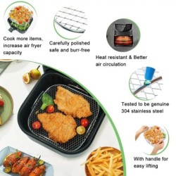 Airfryer sütőrács fém négyzet/kerek/téglalap alakú sütő grillrácsok Airfryer kiegészítők Cosori, Instant Vortex, Gourmia, Foodi 