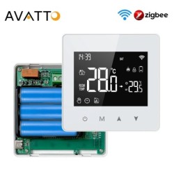 AVATTO Tuya WiFi/ZigBee intelligens termosztát, alacsony fogyasztású akkumulátoros vízmelegítő gázkazán hőmérséklet-szabályozó A