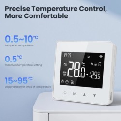 AVATTO Tuya WiFi/ZigBee intelligens termosztát, alacsony fogyasztású akkumulátoros vízmelegítő gázkazán hőmérséklet-szabályozó A