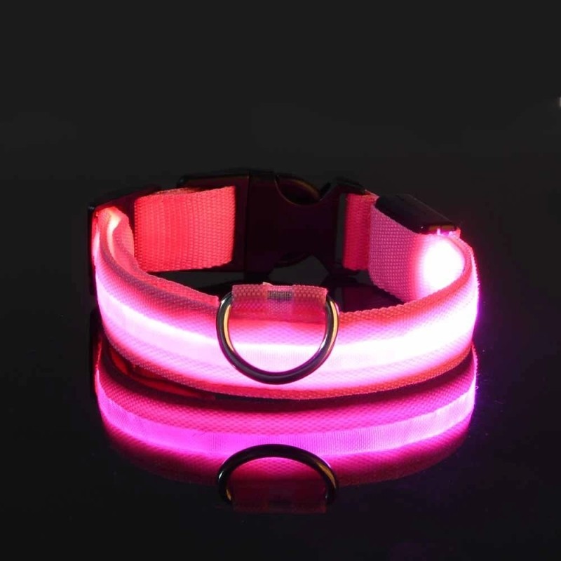 Nylon LED éjszakai biztonsági villogó, sötétben világító kutyapóráz kutyáknak, világító fluoreszkáló kisállat nyakörv