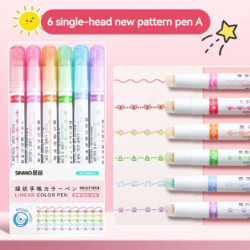 6 db-os virág alakú kiemelő toll roller hegyű íves vonalvezető marker kawaii koreai írószerek iskolai irodaszerek ajándékok