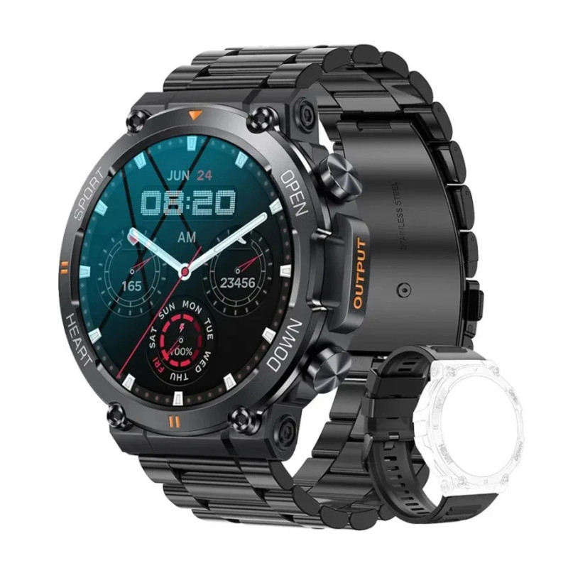 K56Pro okosóra férfiaknak, pulzusmérővel, vércukorszintmérővel, Bluetooth sporttal, 400mAh hosszú készenléti idővel, 1,39 hüvely