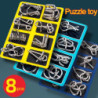 8 db-os fém Montessori puzzle drót elme agytorna rejtvények gyerekeknek felnőtteknek interaktív játék enyhítő oktatási játékok