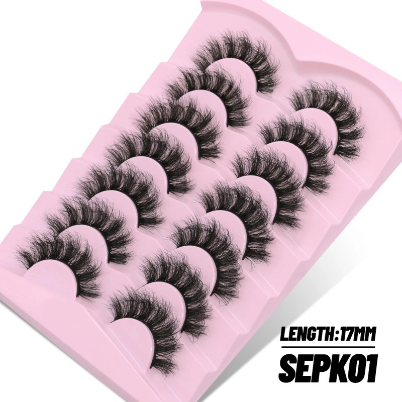 GROINNEYA 5/10 Pairs 3D Faux Mink Lashes Bolyhos Puha Folyos Természetes hosszú Műszempillák Göndör szempillák nagykereskedelmi 