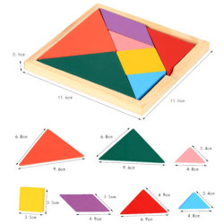 Fa blokkok Kirakó Agy ugratások Játék Tangram Kirakós Intelligencia Színes 3D Orosz blokkok Montessori Oktató