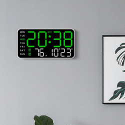 Nagy digitális falióra, hőmérséklet, dátum, hét kijelzés, távirányító, USB-s asztali óra, falra szerelhető, kettős ébresztő, LED