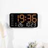 Nagy digitális falióra, hőmérséklet, dátum, hét kijelzés, távirányító, USB-s asztali óra, falra szerelhető, kettős ébresztő, LED