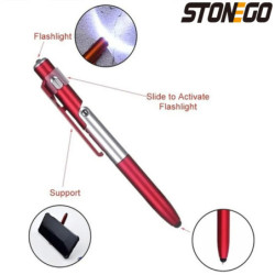 STONEGO Multifunkciós 4 az 1-ben Összecsukható Golyóstoll Stylus (Zseblámpa + Támogatás) Tablet Mobilhoz