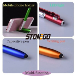 STONEGO Multifunkciós 4 az 1-ben Összecsukható Golyóstoll Stylus (Zseblámpa + Támogatás) Tablet Mobilhoz