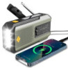 Időjárás rádió, vészhelyzeti multifunkciós rádió, FM, AM, WB, kézi tekerős, napelemes, USB töltős, 2000 mAh-s külső akkumulátorr