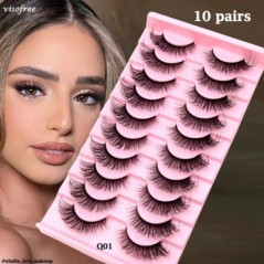 10 Pár szempilla Természetes hosszú 3D Mink Lashes Bolyhos Volumen Mink Műszempillák Cruelty Free Wispy Lashes Smink Cilios Q01