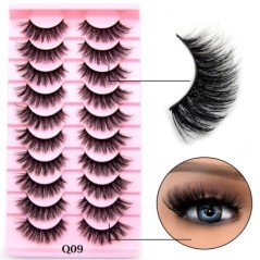 10 Pár szempilla Természetes hosszú 3D Mink Lashes Bolyhos Volumen Mink Műszempillák Cruelty Free Wispy Lashes Smink Cilios Q01