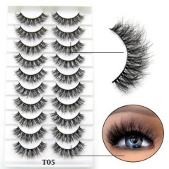 10 Pár szempilla Természetes hosszú 3D Mink Lashes Bolyhos Volumen Mink Műszempillák Cruelty Free Wispy Lashes Smink Cilios Q01