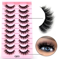 10 Pár szempilla Természetes hosszú 3D Mink Lashes Bolyhos Volumen Mink Műszempillák Cruelty Free Wispy Lashes Smink Cilios Q01