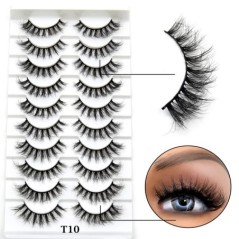 10 Pár szempilla Természetes hosszú 3D Mink Lashes Bolyhos Volumen Mink Műszempillák Cruelty Free Wispy Lashes Smink Cilios Q01