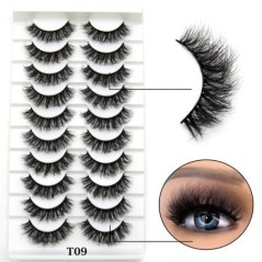 10 Pár szempilla Természetes hosszú 3D Mink Lashes Bolyhos Volumen Mink Műszempillák Cruelty Free Wispy Lashes Smink Cilios Q01