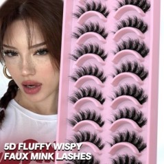 GROINNEYA 5/10 Pairs 3D Faux Mink Lashes Bolyhos Puha Full Thick Wispy Természetes hosszú műszempillák Göndör szempillák nagyker