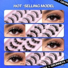 GROINNEYA 5/10 Pairs 3D Faux Mink Lashes Bolyhos Puha Full Thick Wispy Természetes hosszú műszempillák Göndör szempillák nagyker