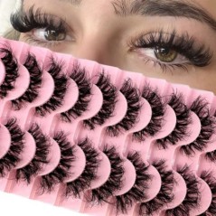 10 pár Mink Eyelashes Invisible Band Lash Extension Természetes műszempilla Cross Cluster Fairy 3D Faux Big Eye Long Fake Lashe