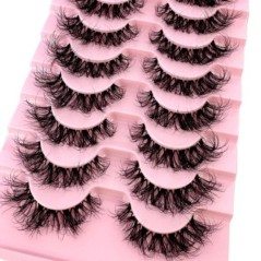 10 pár Mink Eyelashes Invisible Band Lash Extension Természetes műszempilla Cross Cluster Fairy 3D Faux Big Eye Long Fake Lashe