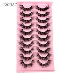 10 pár Mink Eyelashes Invisible Band Lash Extension Természetes műszempilla Cross Cluster Fairy 3D Faux Big Eye Long Fake Lashe