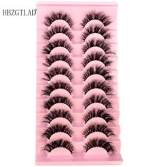 10 pár Mink Eyelashes Invisible Band Lash Extension Természetes műszempilla Cross Cluster Fairy 3D Faux Big Eye Long Fake Lashe