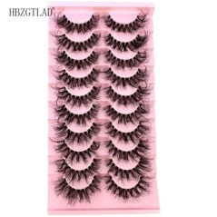 10 pár Mink Eyelashes Invisible Band Lash Extension Természetes műszempilla Cross Cluster Fairy 3D Faux Big Eye Long Fake Lashe