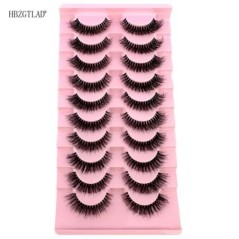 10 pár Mink Eyelashes Invisible Band Lash Extension Természetes műszempilla Cross Cluster Fairy 3D Faux Big Eye Long Fake Lashe