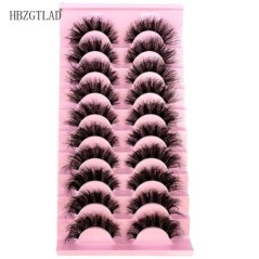 10 pár Mink Eyelashes Invisible Band Lash Extension Természetes műszempilla Cross Cluster Fairy 3D Faux Big Eye Long Fake Lashe