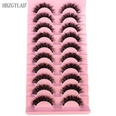 10 pár Mink Eyelashes Invisible Band Lash Extension Természetes műszempilla Cross Cluster Fairy 3D Faux Big Eye Long Fake Lashe