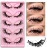 GROINNEYA 5 pár Cat Eye Lashes Faux Mink Eyelashes Clear Band Lashes Natural Look Wispy Mink Eyelashes Full Strip Lashes