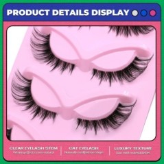 GROINNEYA 5 pár Cat Eye Lashes Faux Mink Eyelashes Clear Band Lashes Natural Look Wispy Mink Eyelashes Full Strip Lashes