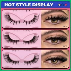 GROINNEYA 5 pár Cat Eye Lashes Faux Mink Eyelashes Clear Band Lashes Natural Look Wispy Mink Eyelashes Full Strip Lashes