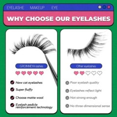 GROINNEYA 5 pár Cat Eye Lashes Faux Mink Eyelashes Clear Band Lashes Natural Look Wispy Mink Eyelashes Full Strip Lashes