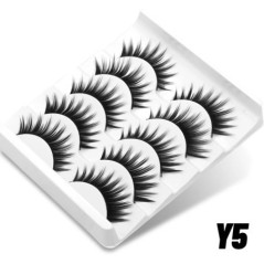 GROINNEYA 5 pár Cat Eye Lashes Faux Mink Eyelashes Clear Band Lashes Natural Look Wispy Mink Eyelashes Full Strip Lashes