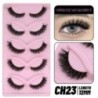 GROINNEYA 5 pár Cat Eye Lashes Faux Mink Eyelashes Clear Band Lashes Natural Look Wispy Mink Eyelashes Full Strip Lashes