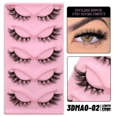 GROINNEYA 5 pár Cat Eye Lashes Faux Mink Eyelashes Clear Band Lashes Natural Look Wispy Mink Eyelashes Full Strip Lashes