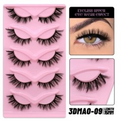 GROINNEYA 5 pár Cat Eye Lashes Faux Mink Eyelashes Clear Band Lashes Natural Look Wispy Mink Eyelashes Full Strip Lashes