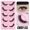 GROINNEYA 5 pár Cat Eye Lashes Faux Mink Eyelashes Clear Band Lashes Natural Look Wispy Mink Eyelashes Full Strip Lashes