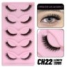 GROINNEYA 5 pár Cat Eye Lashes Faux Mink Eyelashes Clear Band Lashes Natural Look Wispy Mink Eyelashes Full Strip Lashes